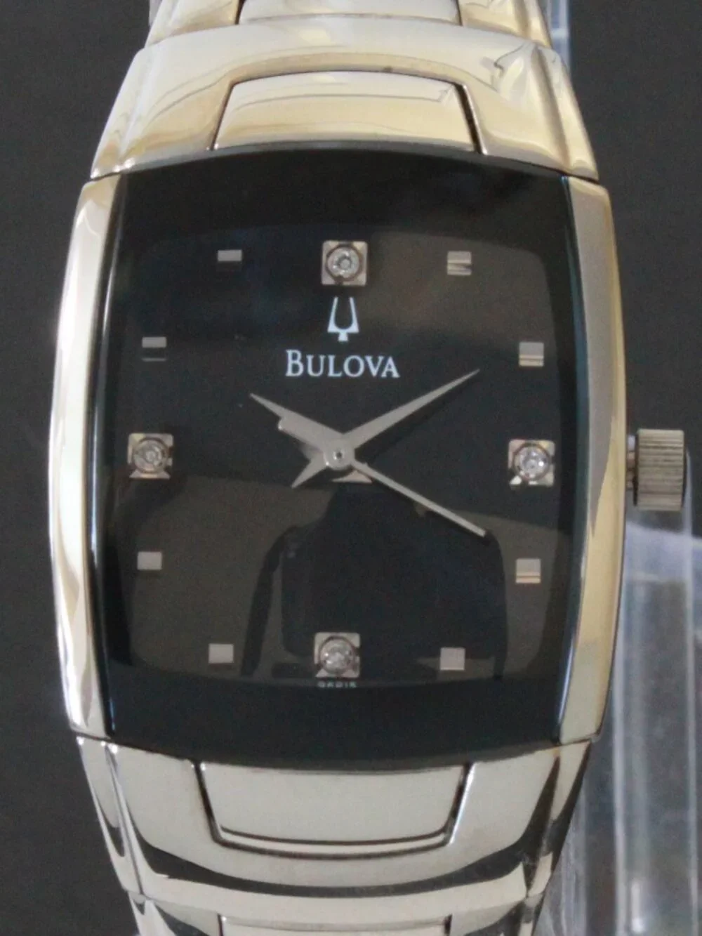 Bulova Ladies Classic Tonneau Style Quartz Watch Diamond Indices Black Dial 21mm - Picture 9 of 14